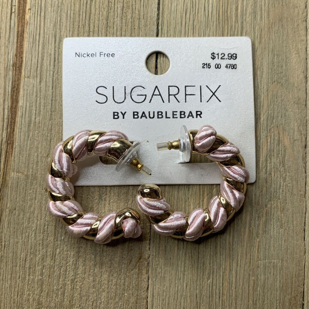 SUGARFIX® by BaubleBar Pink Gold Silky Twisted Cord Hoop Earrings Barbiecore